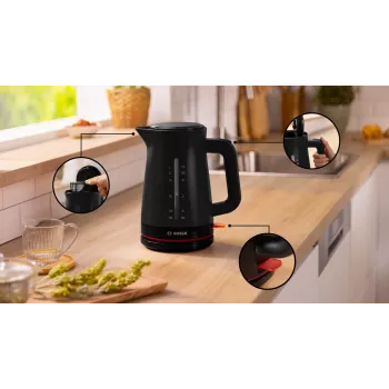 Elektrische waterkoker Bosch MyMoment TWK3M123 — 1,7 L, 2400 W, zwart