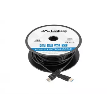 HDMI-kabel Lanberg CA-HDMI-30FB-0500-BK 50 m HDMI type A 2.1 48 Gbit/s zwart