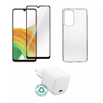 eSTUFF ES-KIT-SAMGALA335G set voor Samsung Galaxy A33 5G, oplader, hoesje, glas