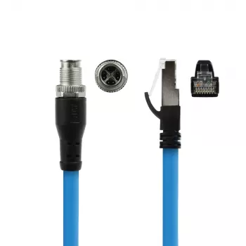 ACT Industrial 3,00 meter sensorkabel M12X 8-polig stekker behuizing naar RJ45, Superflex SF/UTP TPE-kabel, afgeschermd