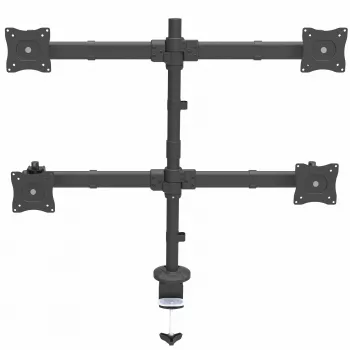 StarTech.com tafelsteun quad-monitorarm – ergonomische VESA 4-monitorsteun 2x2 tot 27 inch – gelede & hoogteverstelbare mastmontage – kantel-/zwenk-/draaifunctie voor LCD/LED-scherm – tafelklem/kabeldoorvoer