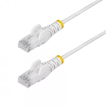 StarTech.com 2,5m witte slanke CAT6 Ethernet-kabel, snagless, 100W PoE, UTP, LSZH, 28AWG puur blank koperdraad, slanke RJ45 netwerk-patchkabel met trekontlasting, individueel getest