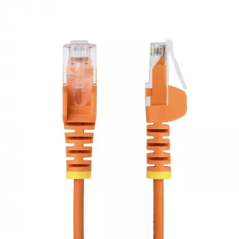 StarTech.com 10m oranje slanke CAT6 Ethernet-kabel, haakverhindering, 100W PoE, UTP, LSZH, 28AWG zuiver blank koperdraad, slanke RJ45 netwerk-patchkabel met trekontlastingen, individueel getest