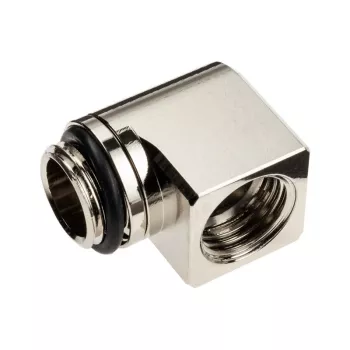 EK Water Blocks EK-Torque Micro adapter 90 graden G1/4 inch AG naar G1/4 inch IG - draaibaar, nikkel