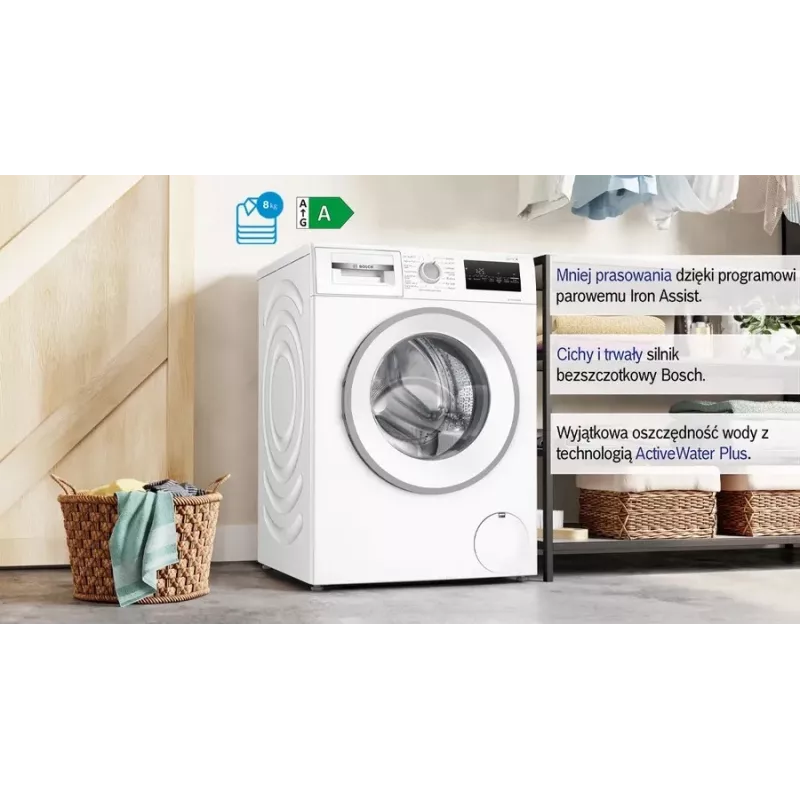 Bosch WAN2823APL voorlader wasmachine, 8 kg, 1400 tpm, energieklasse A, vrijstaand, wit