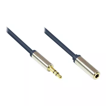 Audio-aansluitkabel High-Quality 3,5mm, jackstekker naar jackbus volledig metalen behuizing, donkerblauw, 3m, Good Connections (GC-M0054)