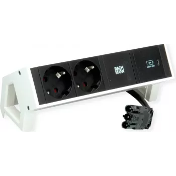 Bachmann 902.933 DESK2 stekkerdoos, wit, 2x Schuko, 1x USB-C 30 W
