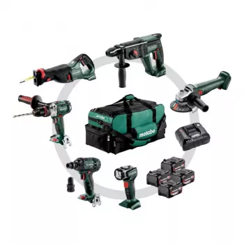 METABO set COMBO 18V 6.1 (SB18LTX +SSW18LTX300BL +KH18LTX24 +W18L9-125QUICK +SSEP18LT +ULA) 4x4,0Ah tas