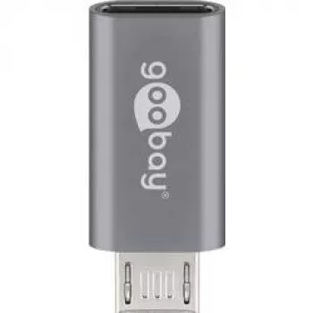 Goobay USB 2.0 Hi-Speed-adapter, Grijs, Grijs – USB-C™-bus > USB 2.0 Micro-stekker (type B) (55553)