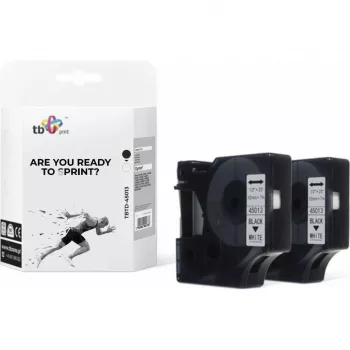 TB Print TBTD-45013 labeltape voor DYMO, 12 mm x 7 m, zwart op wit, 2 st.