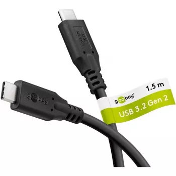 Goobay USB-kabel C, USB 3.2, 60 W, 10 Gbit/s, Power Delivery, 1,5 m (1,50 m, USB 3.2, 60 W), USB-kabel