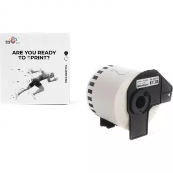 TB Print TBEB-DK22205 labelrol voor Brother, 62 mm x 30,48 m, zwart op wit