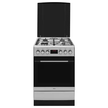 Amica 57GEH2.33HZpTaXx gas-elektrisch fornuis, 4 branders, oven van 62 l, heteluchtfunctie, 50 cm, Inox