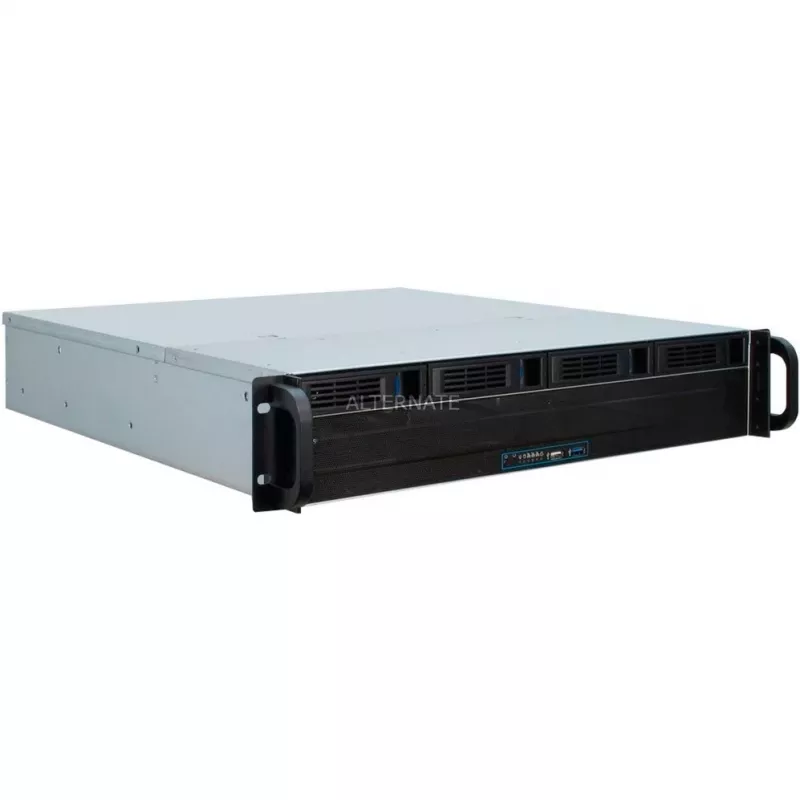 Serverbehuizing Inter-Tech 2U 2404L rack zwart, grijs