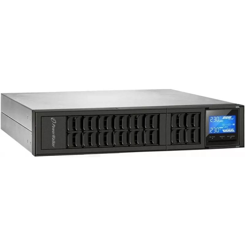 PowerWalker VFI 3000 CRM LCD online noodstroomvoeding (UPS) 3000 VA / 2400 W, 4x IEC C13, USB/RS-232, 19" 2U rack/tower, zwart