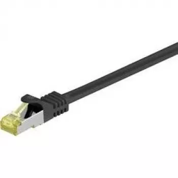 Wentronic Goobay Cat.7 raw cable patchkabel, S/FTP (PiMF), zwart, 0,5 m - LSZH halogeenvrij, koper, RJ45-stekker (91581)