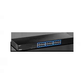 TRENDnet 24-poorts gigabit switch, TEG-S25, 24 x gigabit RJ-45 poorten, 48 Gbit/s switching-capaciteit, ventilatorloos ontwerp, metalen behuizing, interne voeding