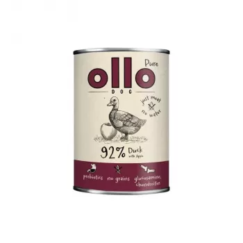 Nathondenvoer OLLO Pure Duck with Apple 850 g — Volledig voer voor volwassen honden in zak, graan- en sojavrij