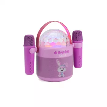AKAI JoyBox Kids Karaokeset met Bluetooth, USB, MicroSD, AUX, FM-radio, RGB-verlichting, stemvervormer, kabelmicrofoon, oplaadbare 1200mAh accu, 5W RMS