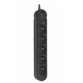 ART F2110 stekkerdoos 5 stopcontacten 16A 3m zwart