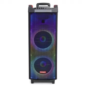 AIWA Power Audio Speaker KBTUS-710MKII 700W draagbare partyluidspreker met Bluetooth, USB, SD, AUX, FM-radio, LED-verlichting, trolleygreep, wielen, afstandsbediening, microfoon