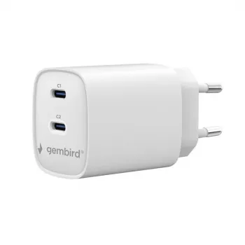 Gembird TA-UC-2C-PD45-01-W 45W USB-C dual port wandlader wit