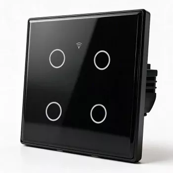 Qoltec Smart Touch lichtschakelaar 4-voudig Wi-Fi timer Tuya | gehard glas | wit