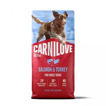 CARNILOVE ACTIVE hondenbrokken met zalm & kalkoen voor volwassen honden van alle rassen 12 kg