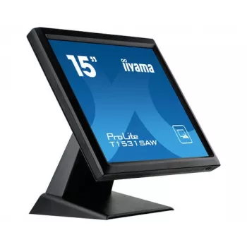 Iiyama ProLite T1531SAW-B5 15 inch XGA resistieve touch LED-monitor, 4:3, DVI-D/VGA, USB, luidsprekers, IP54-front, VESA, zwart