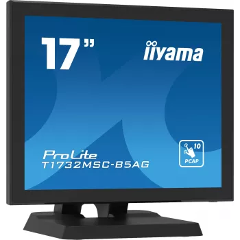 Iiyama ProLite T1732MSC-B5AG 17 inch touchscreen LED-monitor - 5:4 SXGA, projectief capacitief, 10-punts multitouch, HDMI/DisplayPort/VGA, USB, luidsprekers, zwart