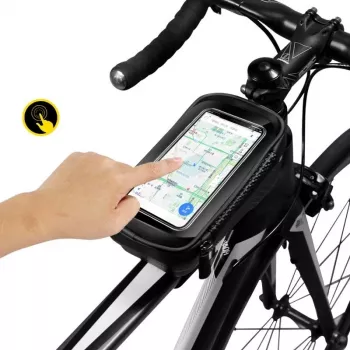 WILDMAN Bike Holder Case M E2 1L zwart - stuurtas voor smartphone, spatwaterdicht, touchscreen-compatibel, 1L opbergruimte
