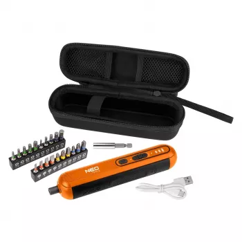 NEO TOOLS 04-199 accu-schroevendraaier 4V Li-Ion USB-C met 6 bits en LED-licht
