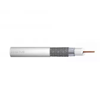 DIGITUS RG-6 coaxkabel, 1,05 mm koper, 75 Ohm, dubbel afgeschermd (2x folie + 77% vlechtwerk), Eca, PVC-mantel, 305 m, wit