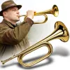 V-TONE VHT 1 Bb signaaltrompet fanfare – messing met blanke lak, ventielloos, 120 mm klankbeker, mondstuk inbegrepen