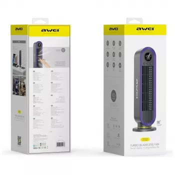 AWEI F52 draagbare torenventilator 3600mAh USB-C oplaadbaar grijs