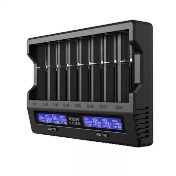 XTAR VC8S USB-C SET Batterijlader, 3,7V/1,2V