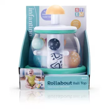 B-KIDS Rollabout Ball Top Infantino – mintgroen tolspeelgoed met ratelende kralen voor baby's vanaf 6 maanden