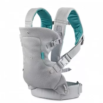 B-KIDS Infantino 4-in-1 omvormbare babydrager, grijs, 3,6–14,5 kg, JPMA-gecertificeerd, met afneembaar Wonder Cover™ slabje