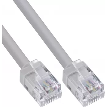 InLine® modulaire ronde kabel RJ12, stekker-stekker, 6-aderig, 6P6C, 3m, grijs