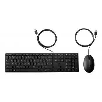 HP 320MK USB bedrade toetsenbord-muisset, spatwaterdicht - zwart - EST