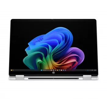 HP OmniBook 5 Flip NG AI 14-km0001nnx - Ultra 7 355, 32GB LPDDR5X 7467 on-board, 512GB, Touch/14,0 2K (1920x1200) OLED, Glacier Silver DF+ AI-logo - 5MP IR TNR, zonder 65W AC-adapter, Win 11 Home, 1 jaar