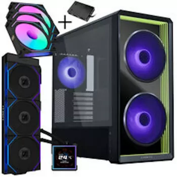 Lian Li LANCOOL 217 INF pc-behuizing bundel + HydroShift II LCD-S 360TL AIO + 3x UNI FAN SL-INF 120 Reverse Blade ventilator - zwart