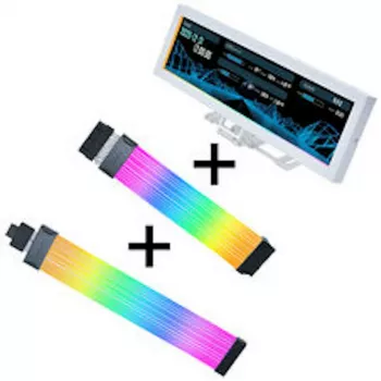 Lian Li Visual Upgrade Kit Strimer Wireless 24-pin RGB moederbordkabel, controller + 12V-2x6 GPU-kabel Wide & 8.8 Universal Screen - wit