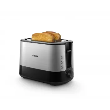 Philips Viva Collection toaster HD2637/90 extra brede 2-sleuf-toaster met broodjeswarmer zwart/beschadigde verpakking