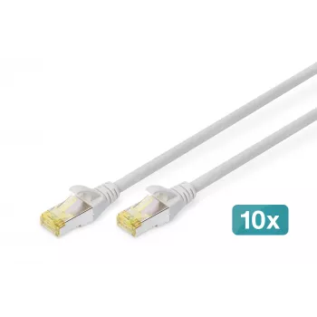 DIGITUS CAT6A S/FTP patchkabel, 3 m, grijs, 10 stuks