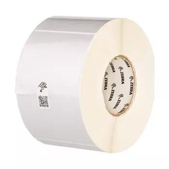 Zebra Z-Ultimate 3000T 3006628 etikettenrol, polyester, zilver, permanente lijm, 70 x 32 mm, kern van 25,4 mm, Ø 127 mm, 2370 etiketten/rol (28.440 per set)
