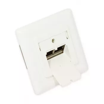 GoodConnections Cat.6A netwerk-wandcontactdoos, 2xRJ45, afgeschermd, inbouw, designcompatibel, verticale kabelingang, parelwit RAL1013 (GC-N0021)