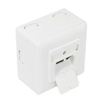 GoodConnections Cat.6 netwerkcontactdoos, 2xRJ45, afgeschermd, opbouw, verticale kabelingang, signaalwit RAL9003 (GC-N0026)