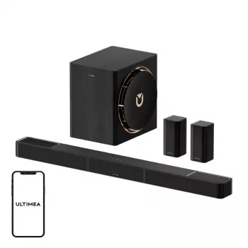 Ultimea Skywave X60 (U4421) soundbarsysteem 7.1.4, Dolby Atmos, 8-inch subwoofer, draadloze achterluidsprekers, HDMI eARC, Bluetooth 5.4