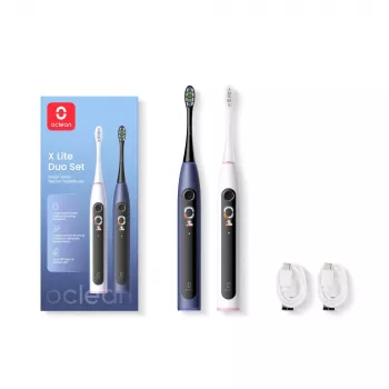 Oclean elektrische tandenborstel X Lite Duo set donkerblauw & grijs